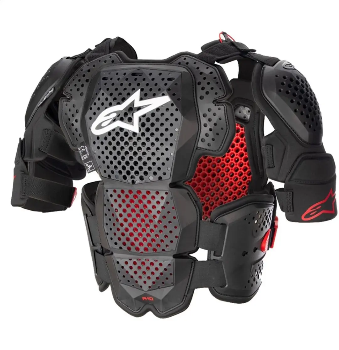 Alpinestars A-10 V2 Borstbeschermer - Antraciet/Zwart/Rood - afbeelding 2 van 4