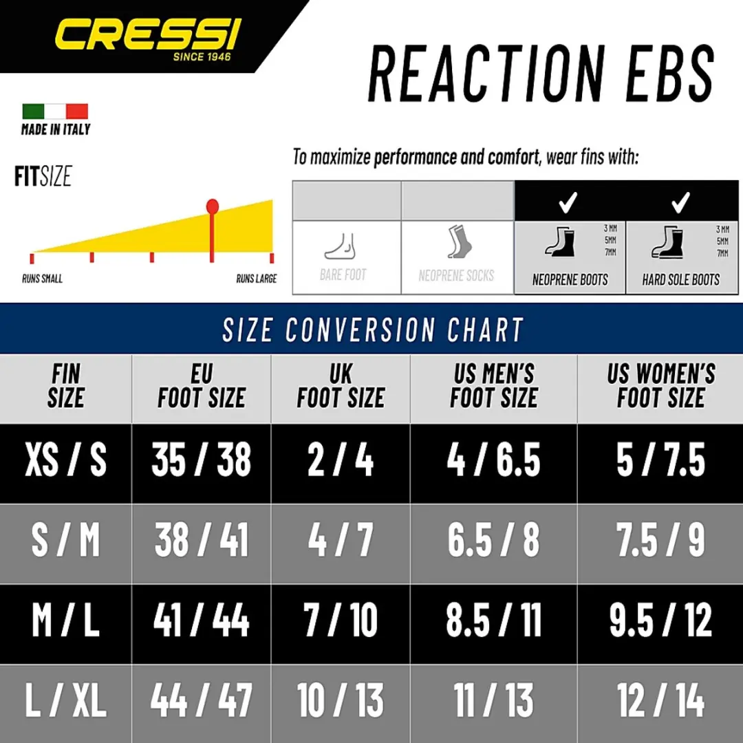 Cressi Reaction EBS Duikvinnen - Geel - Maat S/M (38-41) - afbeelding 4 van 6