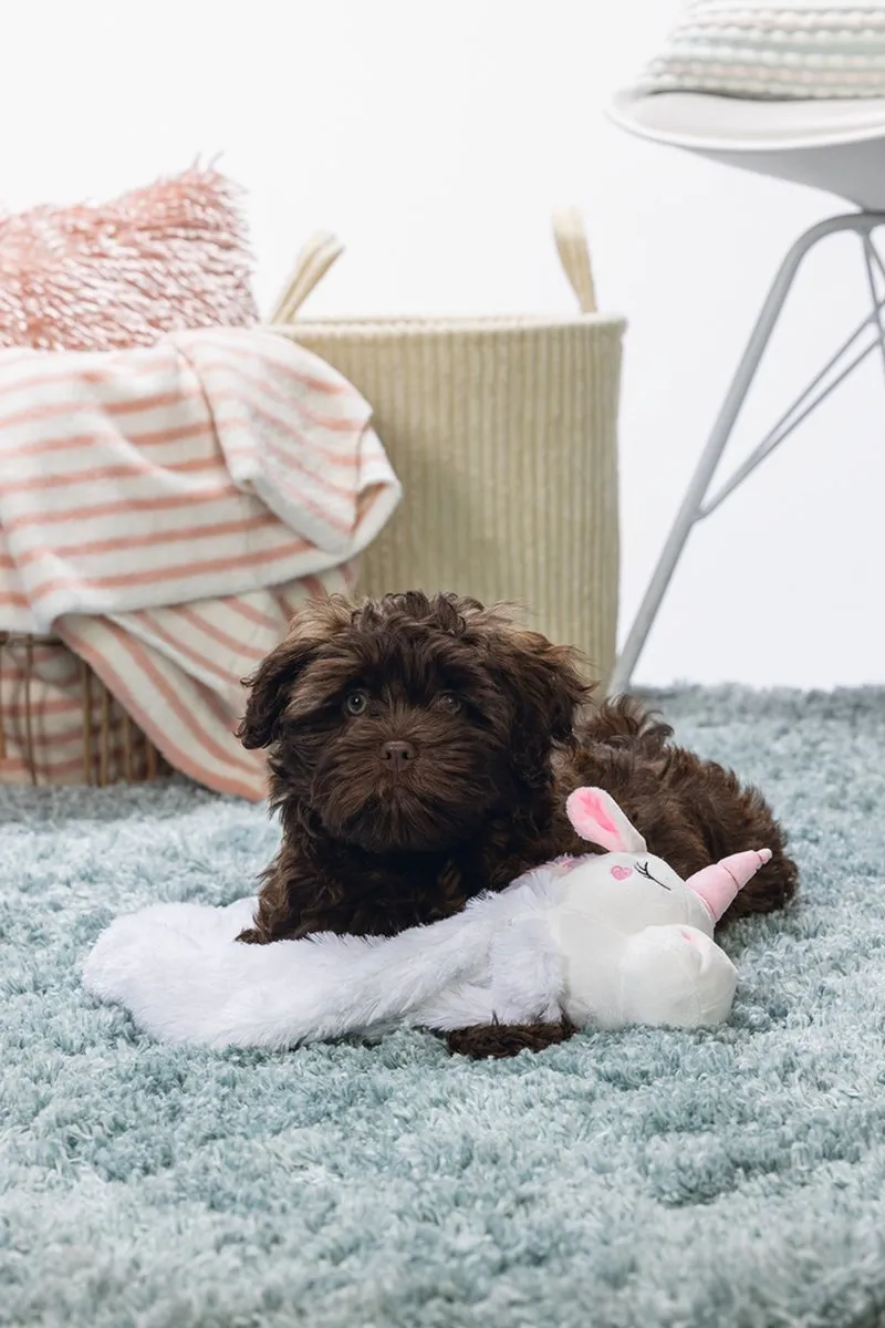 Beeztees Puppy Flatino Unicorn Lo Hondenspeelgoed - Wit