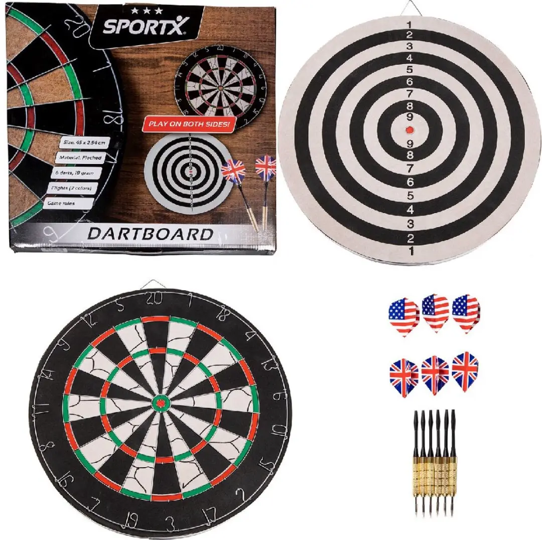 SportX Dartbord 45 cm met 6 Darts