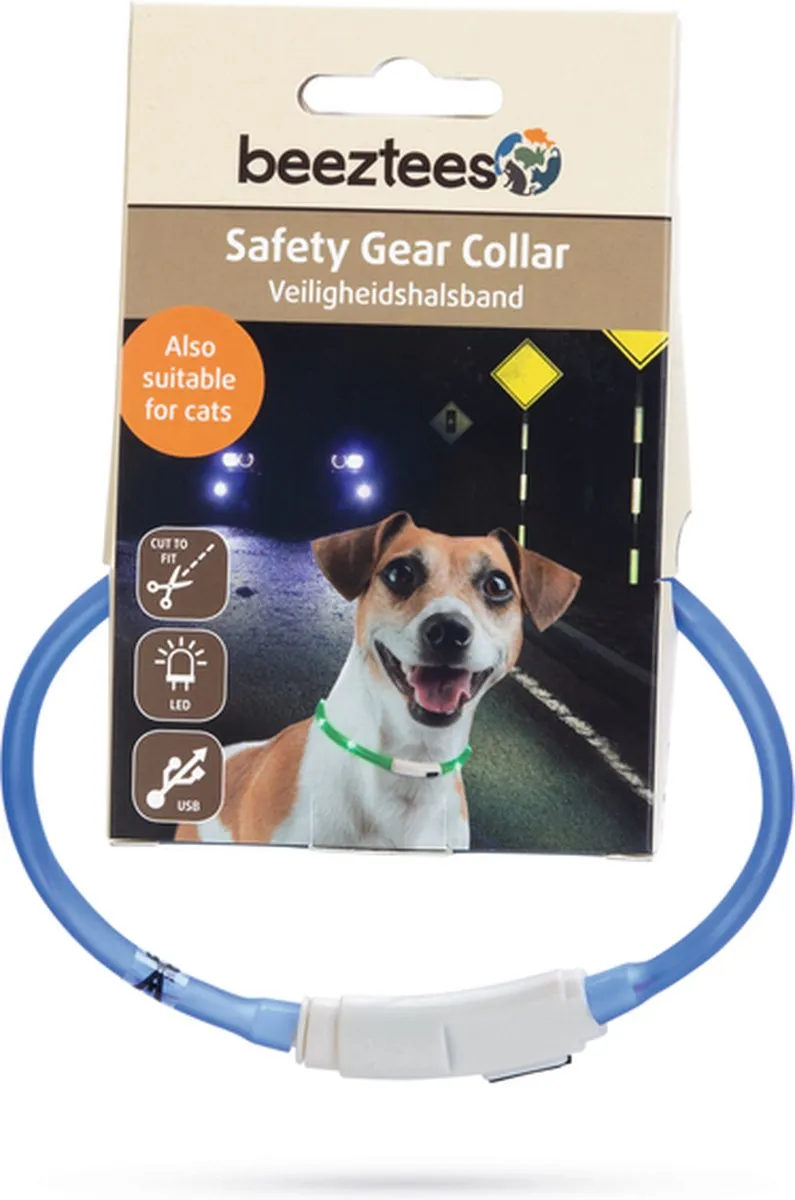 Beeztees Safety Gear Dogini Hondenhalsband USB - Blauw