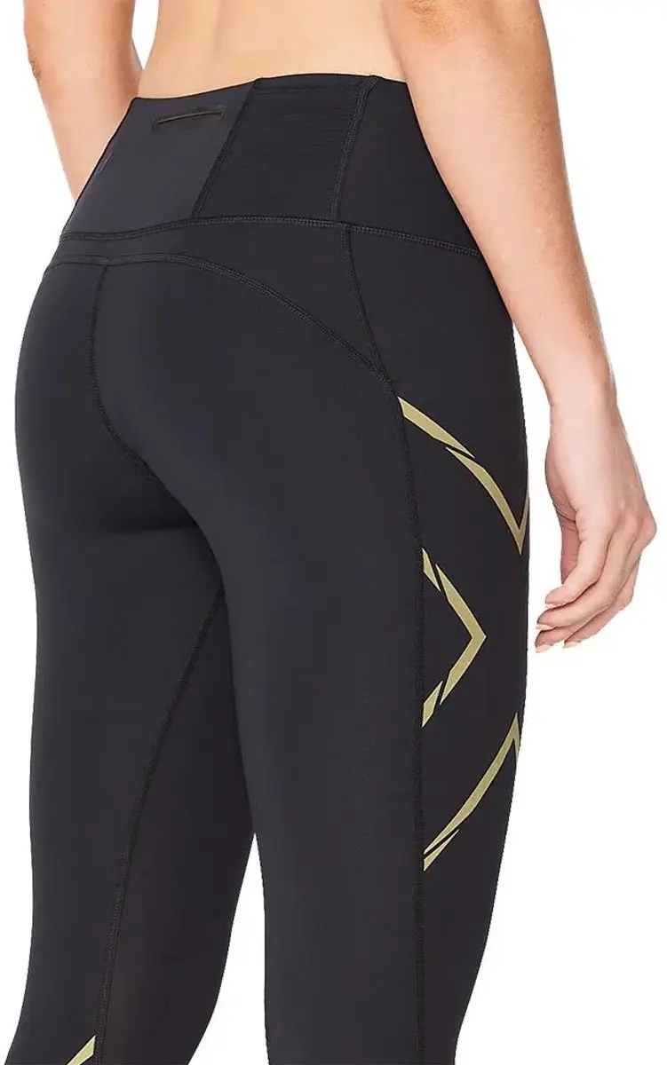 2XU Light Speed Mid-Rise Compressie Panty - Zwart/Goud - afbeelding 2 van 4