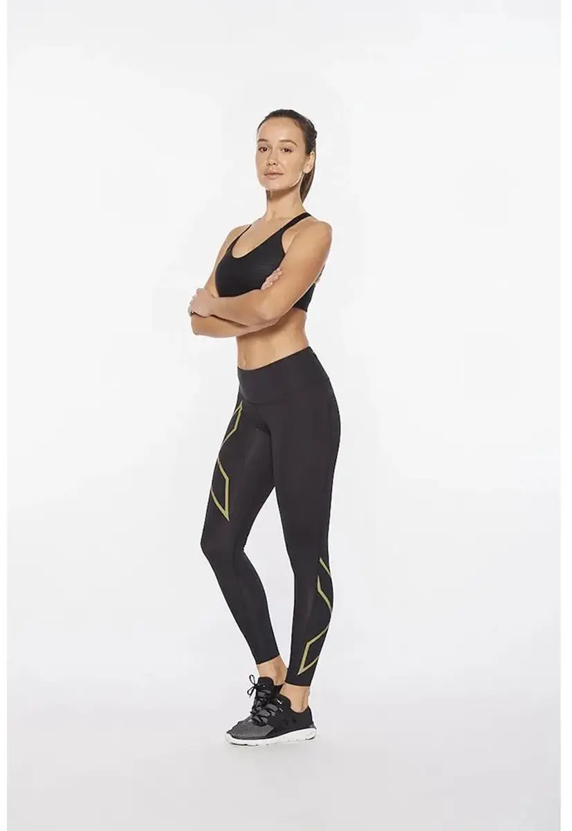 2XU Light Speed Mid-Rise Compressie Panty - Zwart/Goud - afbeelding 3 van 4