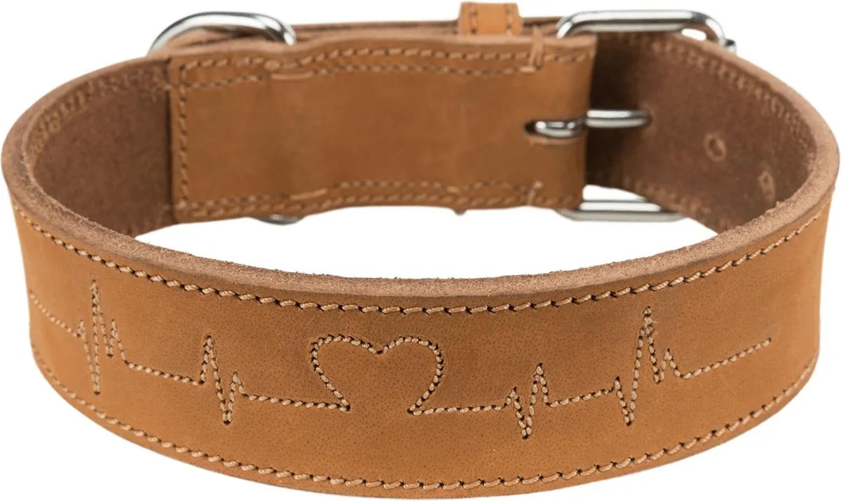 Trixie Rustic Vetleren Halsband Heartbeat XL - Cognac