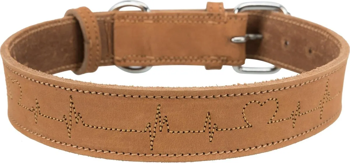 Trixie Rustic Vetleren Halsband Heartbeat XL - Cognac
