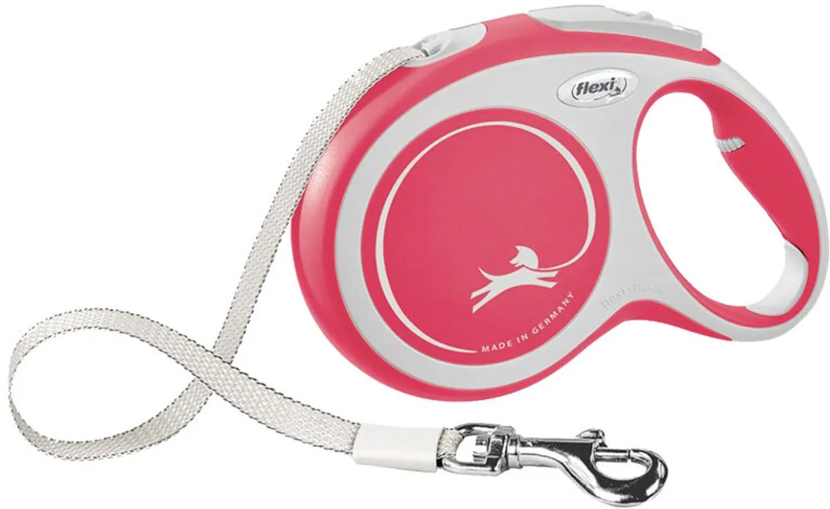 Flexi Rollijn New Comfort Tape S 5 m - Hondenriem - Rood&Lichtgrijs