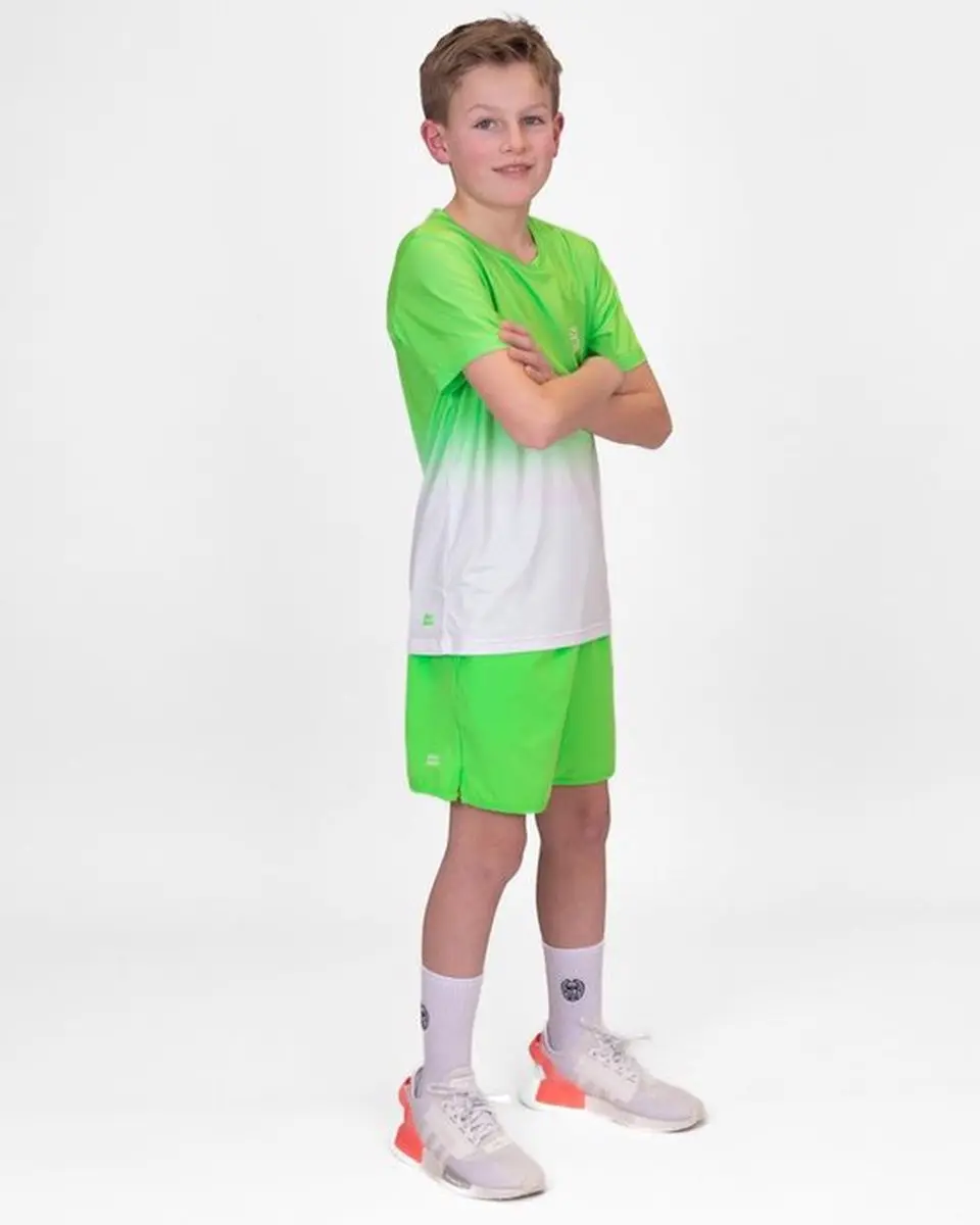 BIDI BADU Crew Gradiant Junior Tee - neon green, white Shirts Kinder - afbeelding 6 van 6