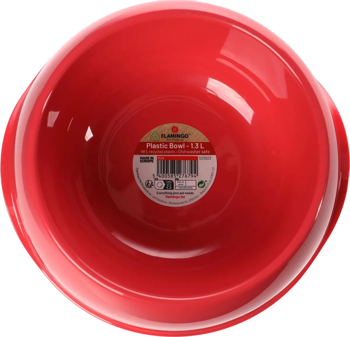 Flamingo Muk Eet- en Drinkpot Honden - Rood - 1300ml