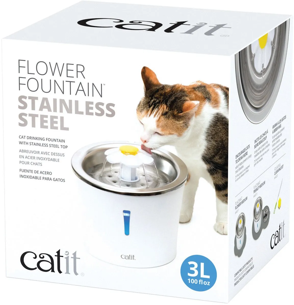 Catit Led Flower Fountain Rvs Kattendrinkbak - Ø21x20cm Wit - afbeelding 3 van 6
