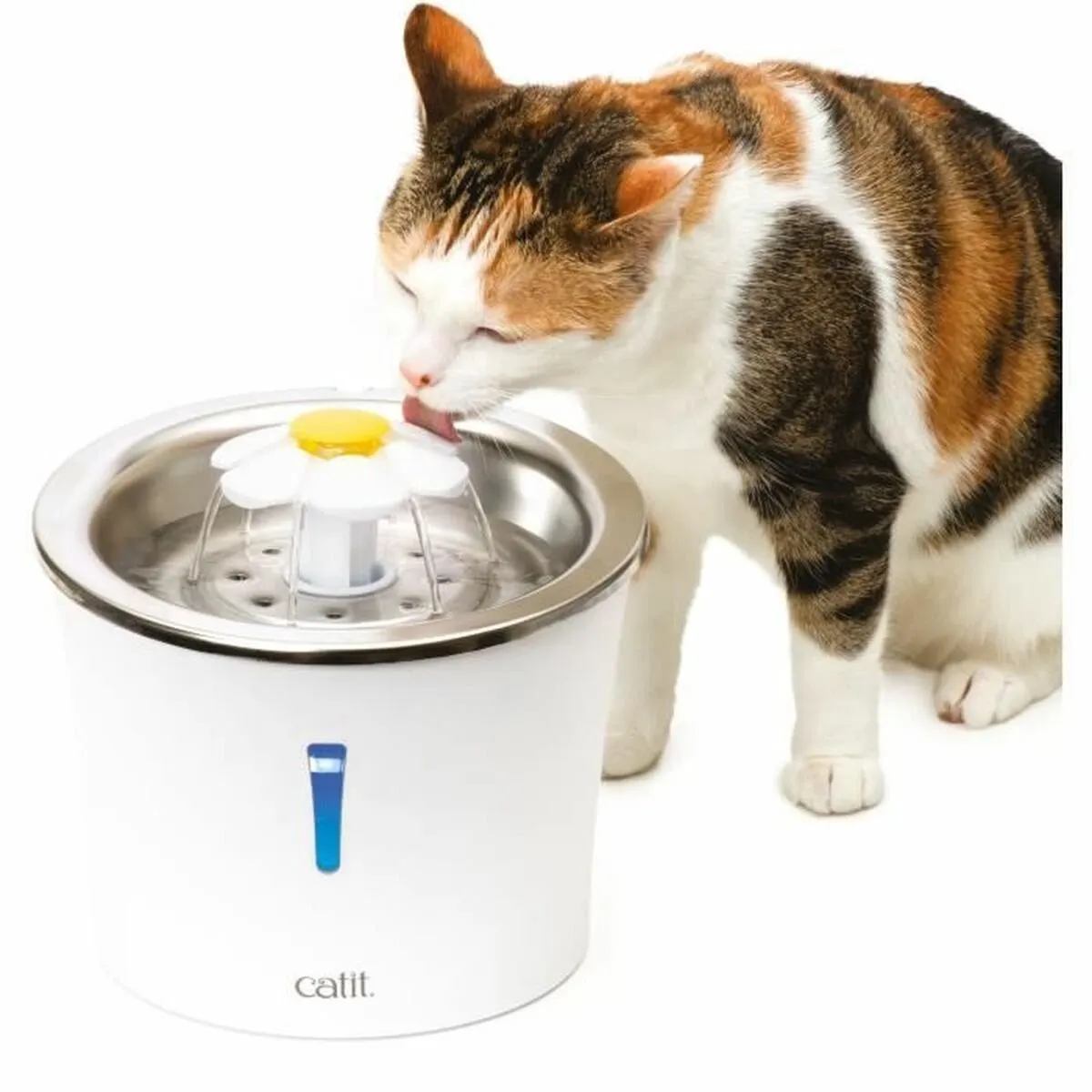 Catit Led Flower Fountain Rvs Kattendrinkbak - Ø21x20cm Wit - afbeelding 5 van 6