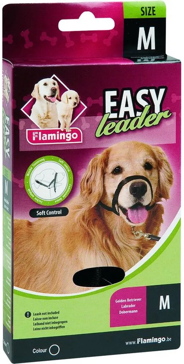 Flamingo Easy Leader Halsband Honden Zwart M 42-55cm