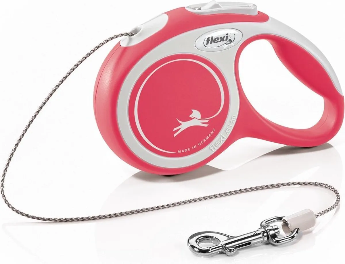 Flexi Rollijn New Comfort Koord Xs 3 m - Hondenriem - Rood&Lichtgrijs
