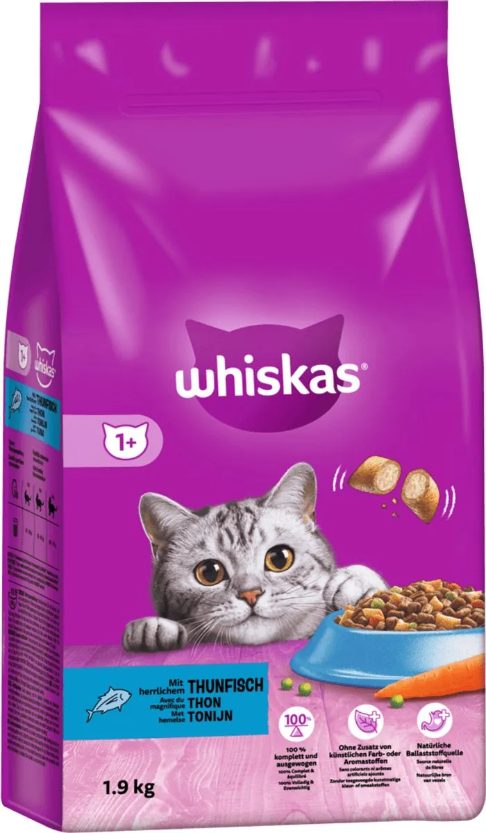Whiskas 1+ Droog Tonijn 1,9kg