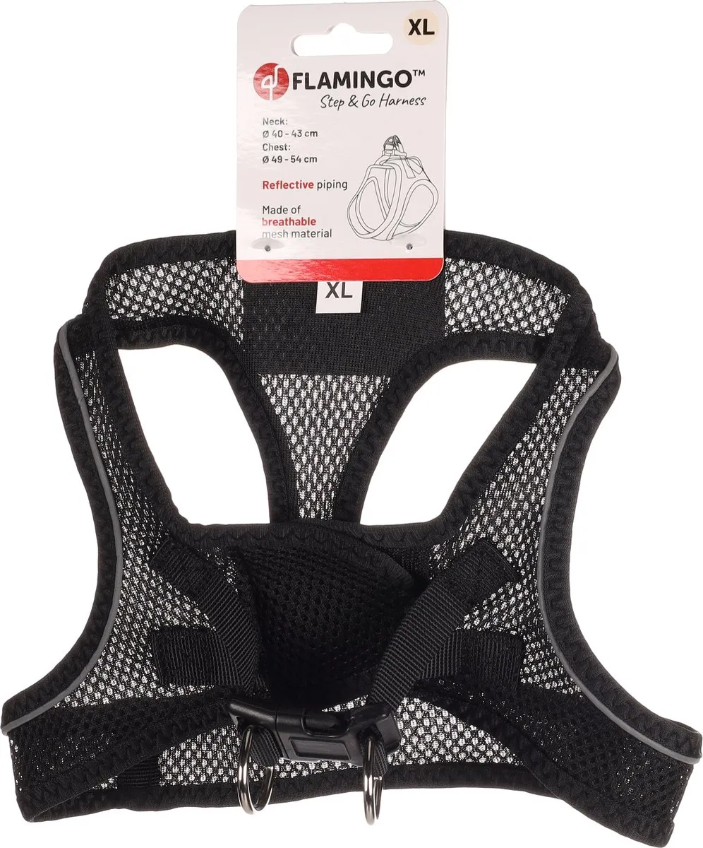 Flamingo Bento Step&go Hondenharnas - Zwart XL 49-54cm