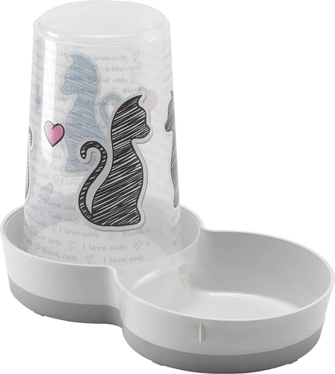 Flamingo Cats in Love Automatische Voeder- en Waterautomaat 1,5L - Grijs & Wit