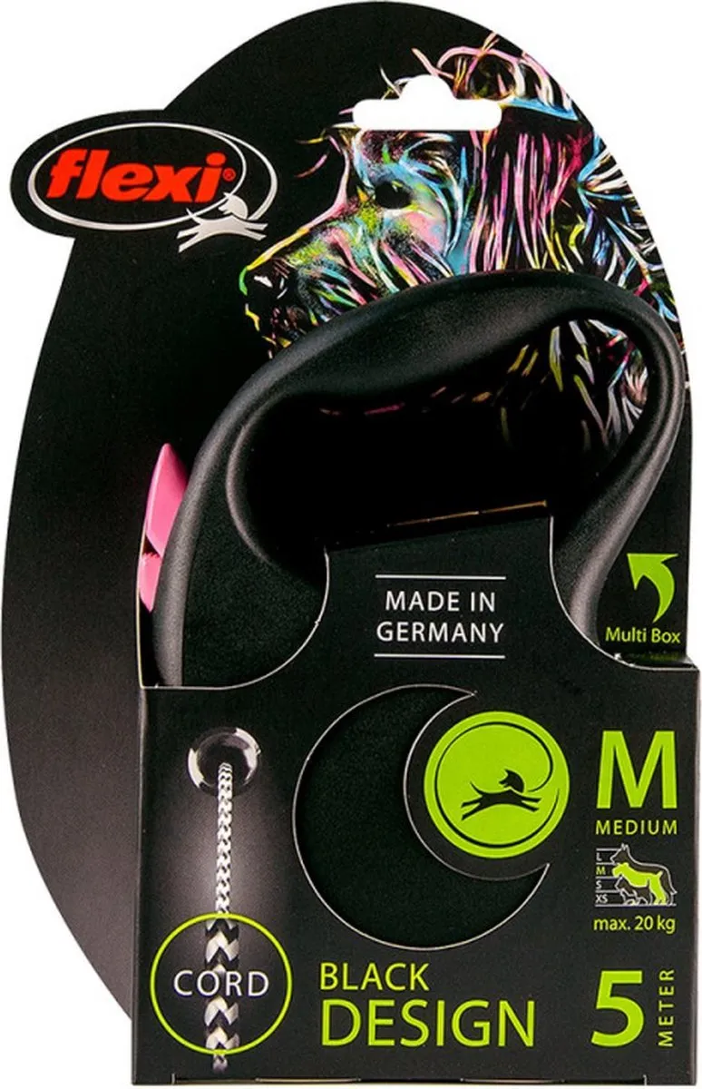 Flexi Rollijn Black Design M - Roze Logo