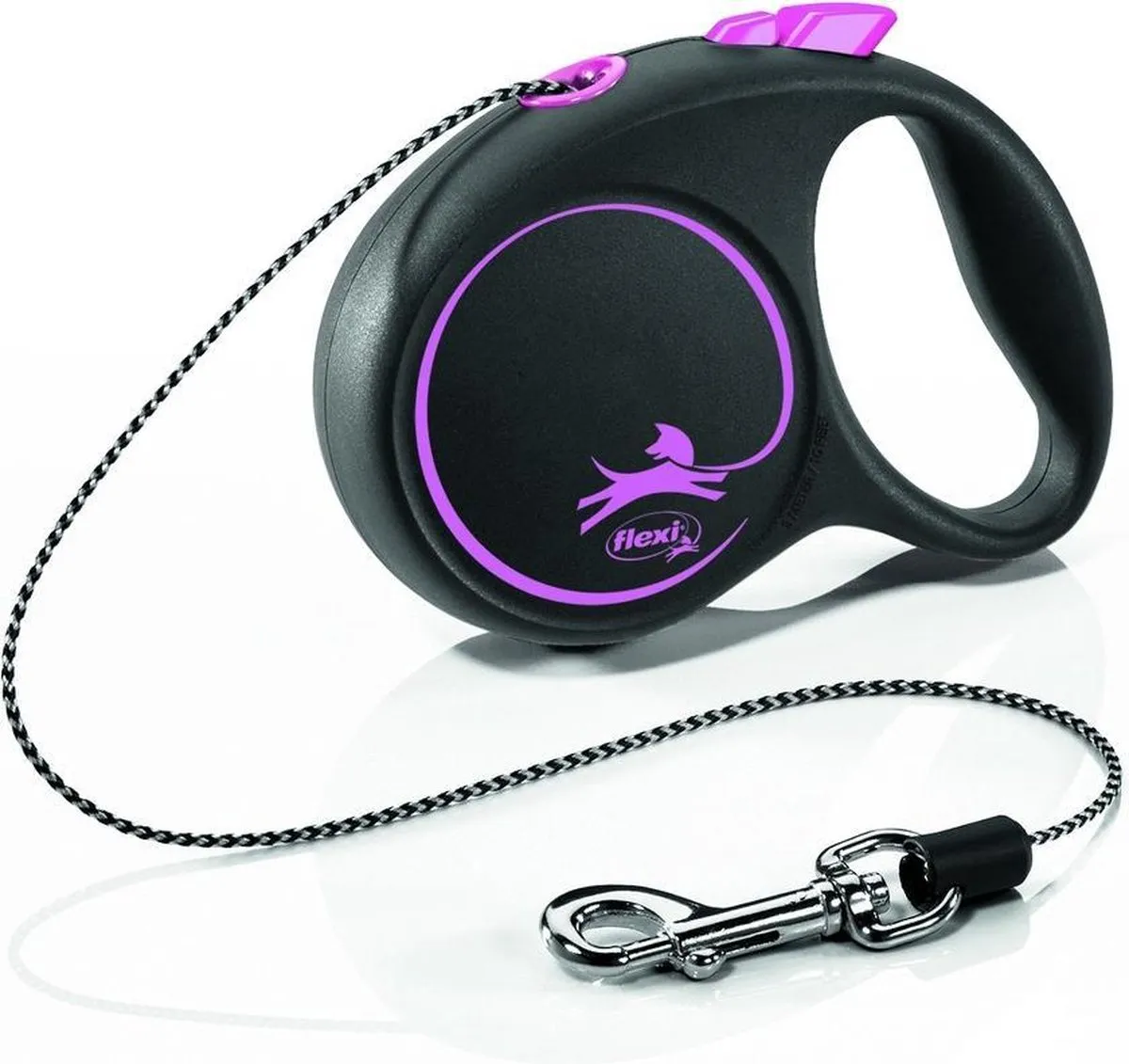 Flexi Rollijn Black Design M - Roze Logo