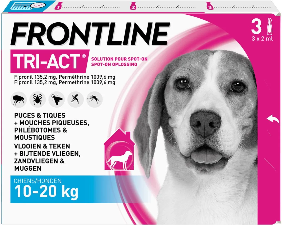Frontline Tri-Act XL Anti-Vlooien & Teken Druppels - 6ml (3 pipetten)