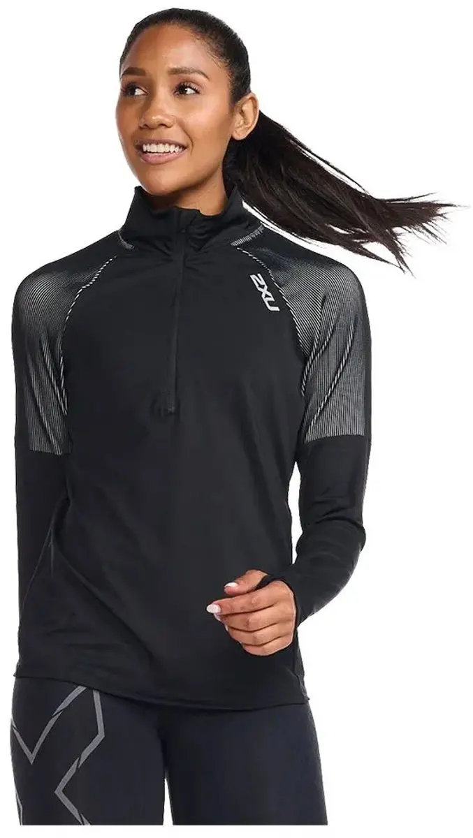 2xu Light Speed Half Rits Lange Mouw T-shirt Zwart S Vrouw