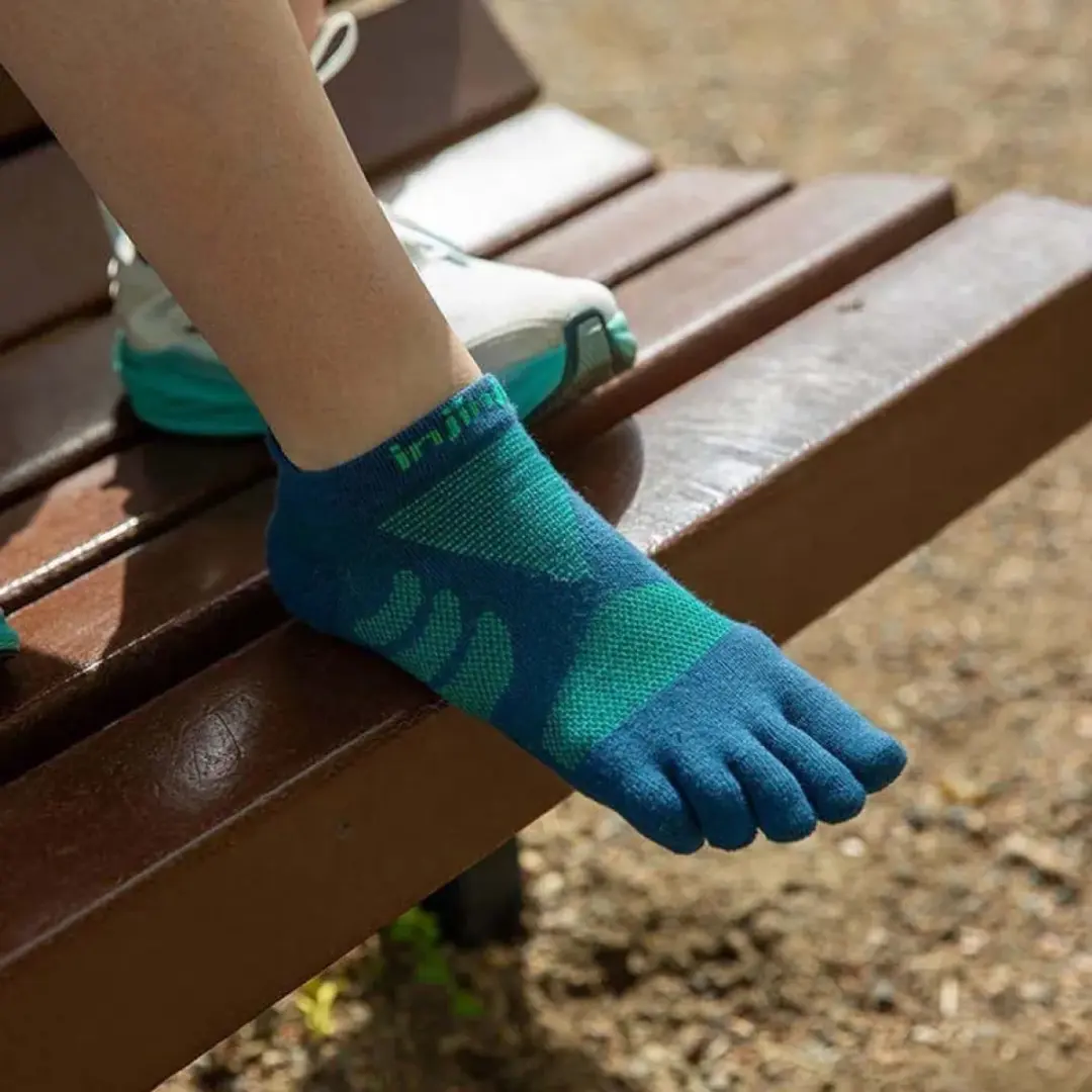Injinji Ultra Run No-Show Sokken Dames - Diep Blauw/Groen - afbeelding 6 van 6