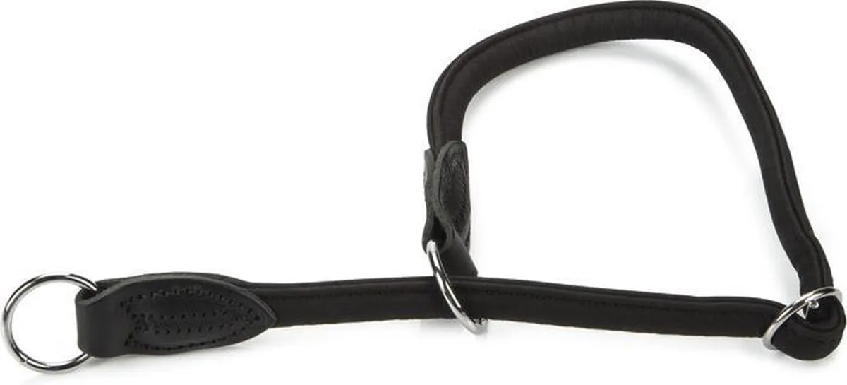 Beeztees Leren Wurgband Buffalo Zwart 50cm x 10mm