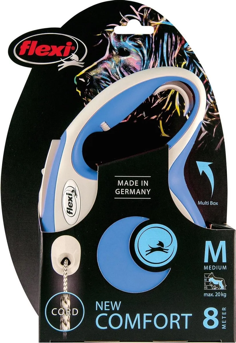 Flexi Rollijn New Comfort 8m - Blauw/Wit