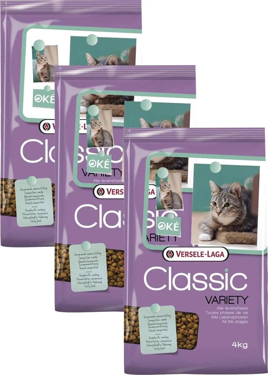 Versele-Laga Classic Variety Kat 4-Mix - Kattenvoer - 3 x 4 kg