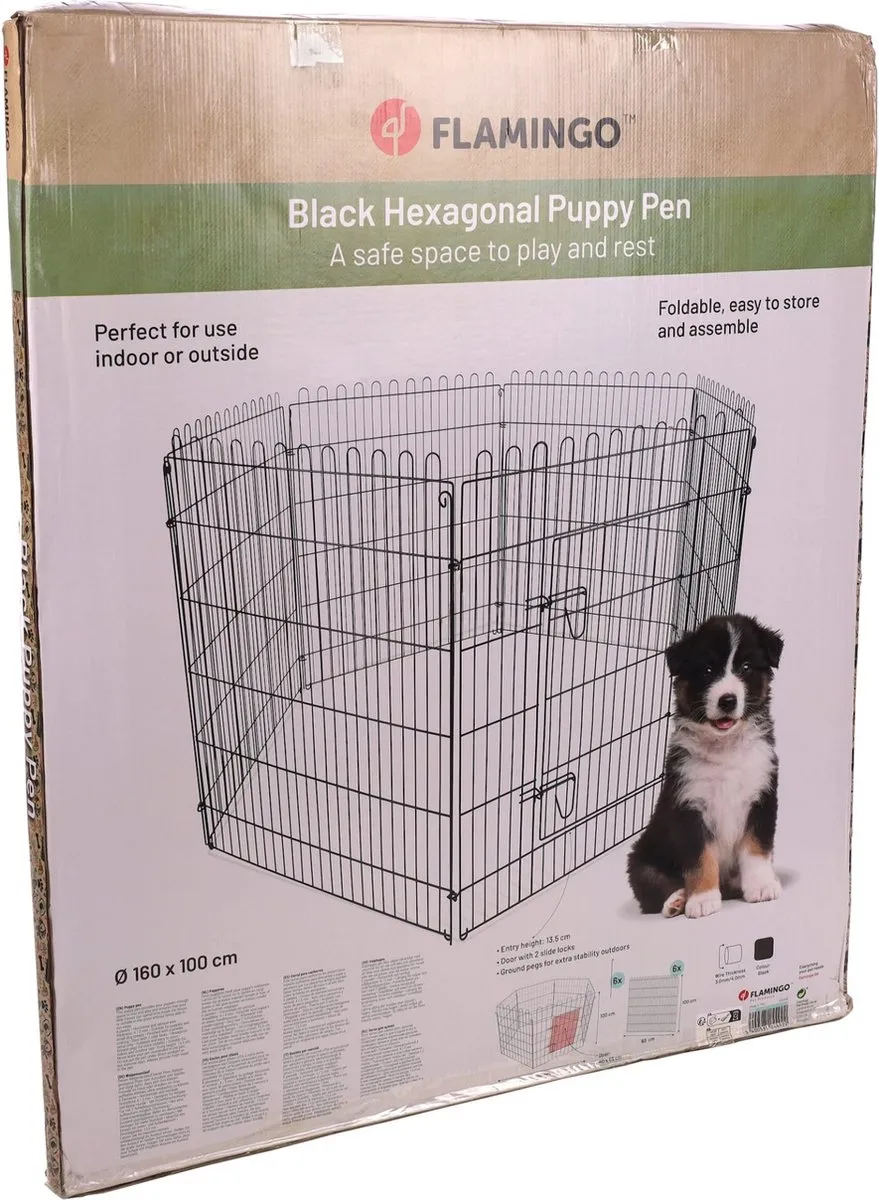 Flamingo Jax Puppyren - Zwart - 160cm