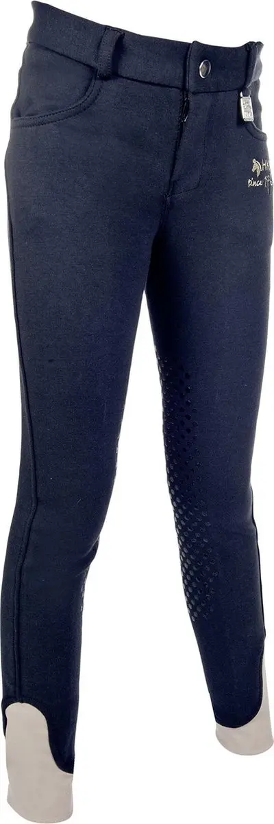 HKM Rijbroek -Kids easy-, silicoon knievlakken donkerblauw 164
