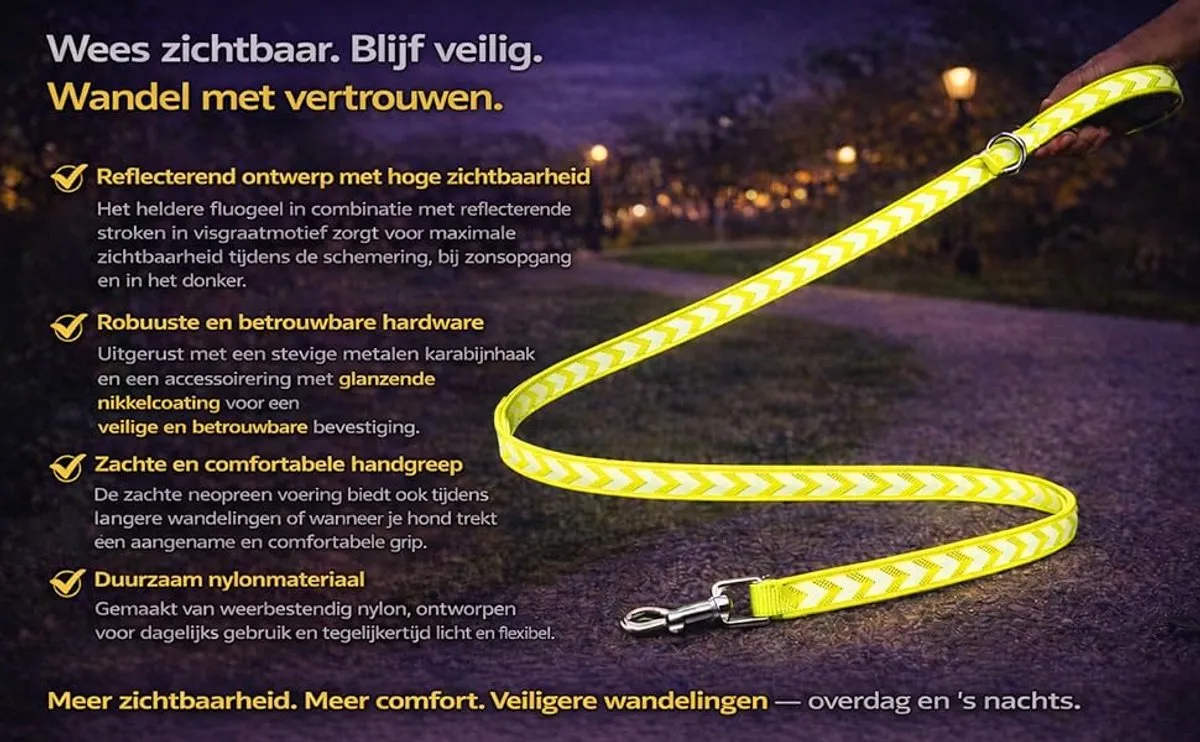 Flamingo Fergu Looplijn Hondenriem 130cm - Fluo - 25mm