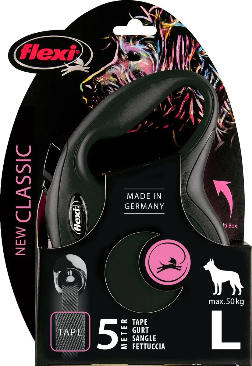 Flexi Classic Rollijn Tape Hondenriem L 5m - Zwart