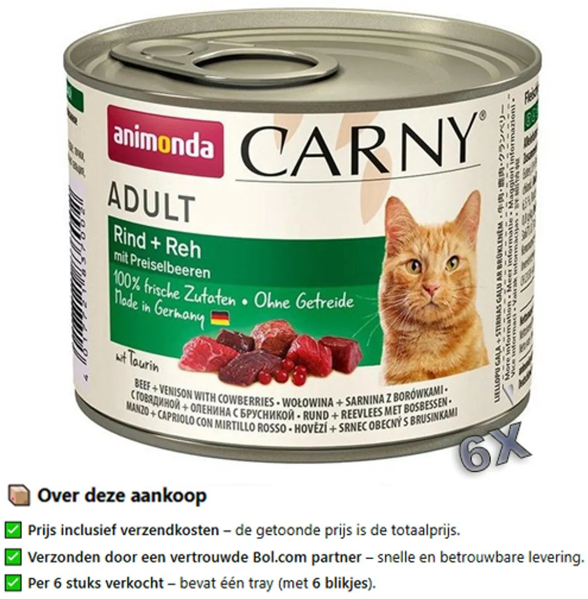 Animonda Carny Adult Rund met Hert en Koebes - 6x200g - afbeelding 4 van 4