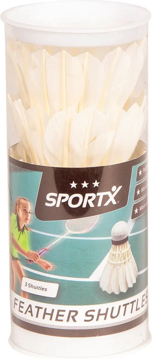 SportX Shuttles Veren Wit - 3 in koker - afbeelding 3 van 5