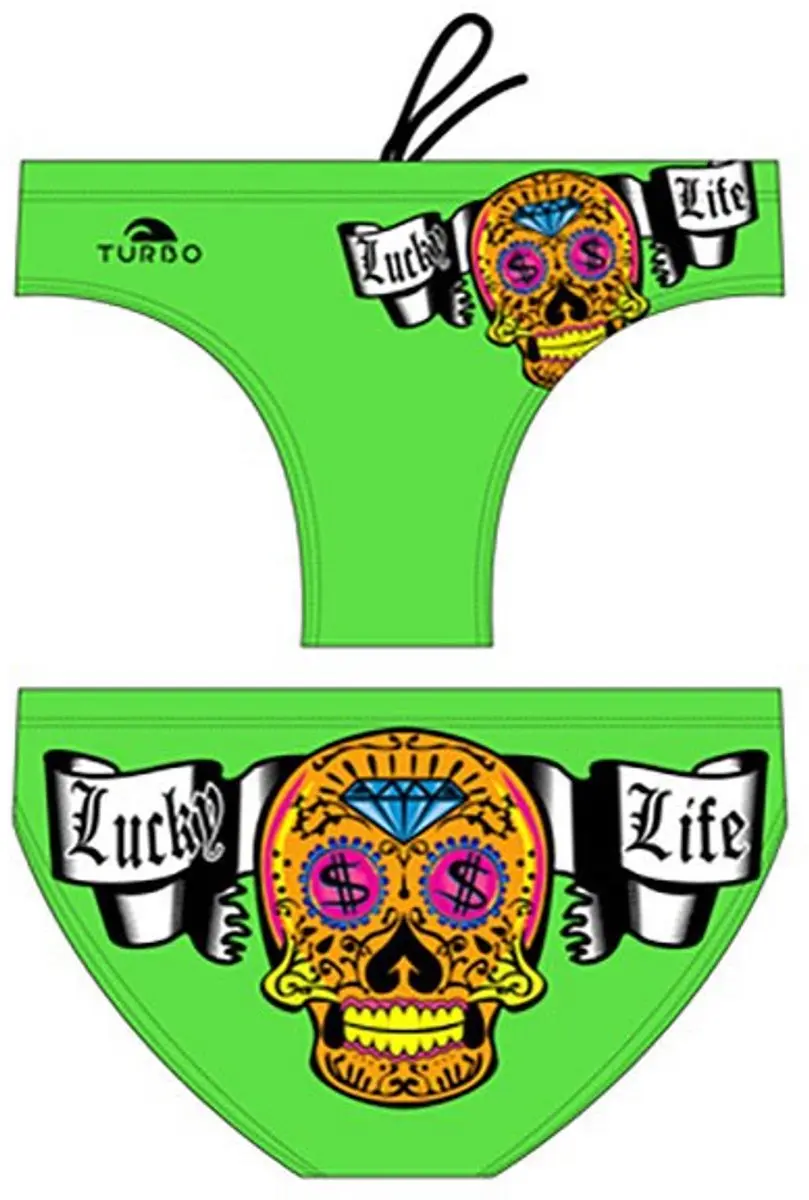 Turbo Money Skull Waterpolo Zwemslip Groen 3-4 Years Jongen
