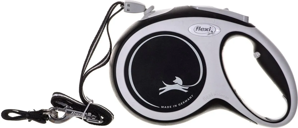 Flexi New Comfort Rollijn Koord Hondenriem M - 8m - Zwart/Lichtgrijs - afbeelding 5 van 6
