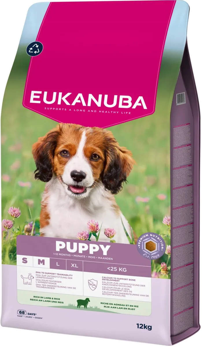 Eukanuba Puppy Small & Medium Breed Lam&Rijst Hondenbrokken 12kg