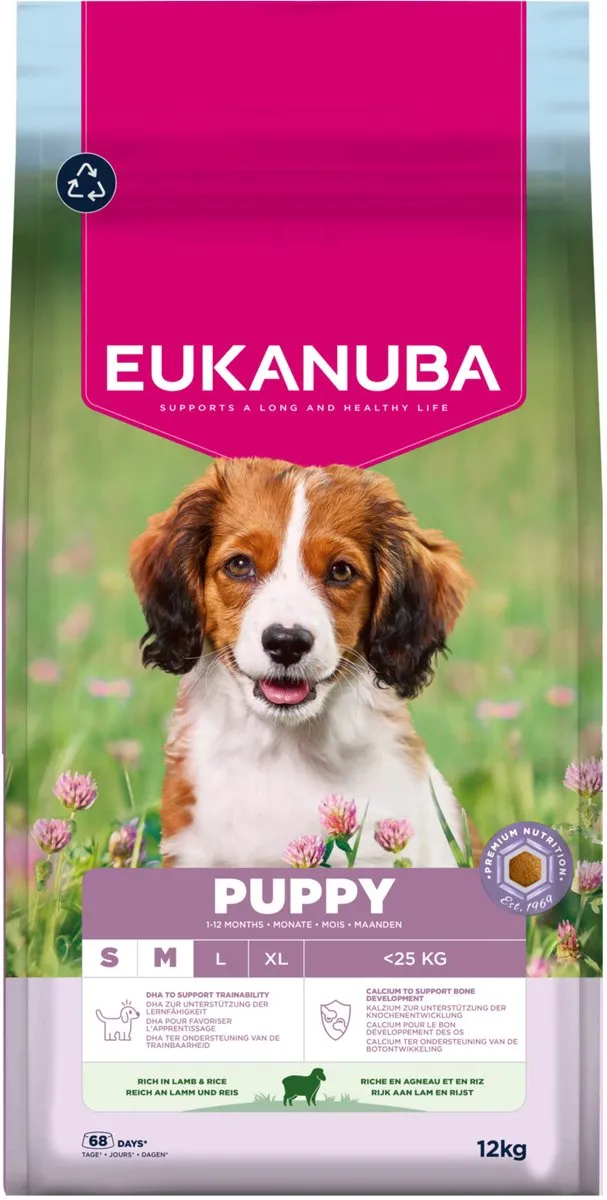 Eukanuba Puppy Small & Medium Breed Lam&Rijst Hondenbrokken 12kg