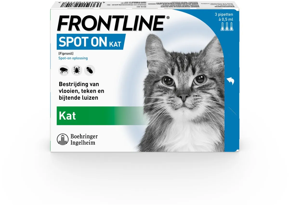 Frontline Frontline Spot-On Kat - Apotheek - 0.5 ml 3 pip Kat >1 Kg