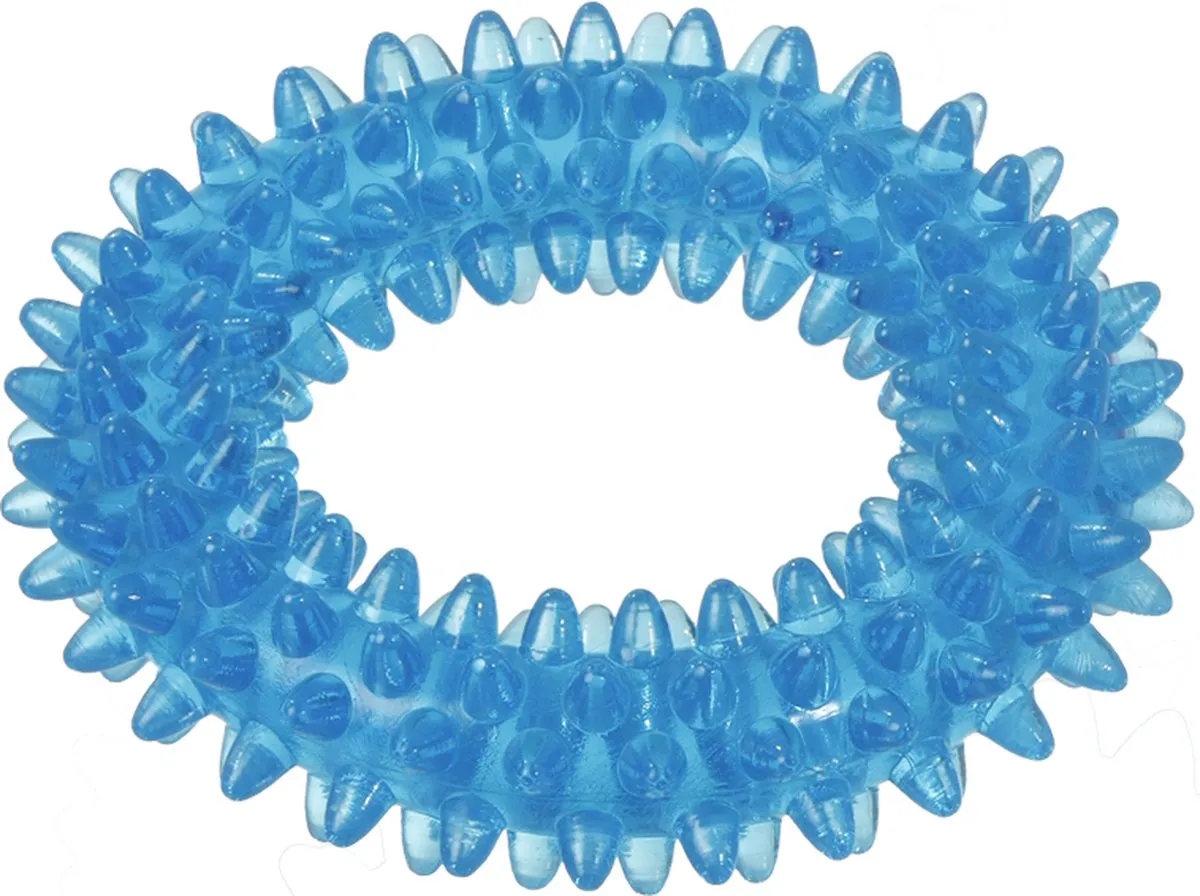 Flamingo Stekelring - Hondenspeelgoed 9cm - Blauw/Roze/Geel