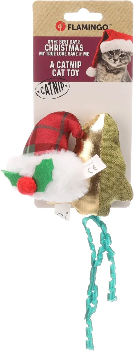 Flamingo Arya Muts & Kerstboom Meerkleurig Katten Speelset - 2 Stuks