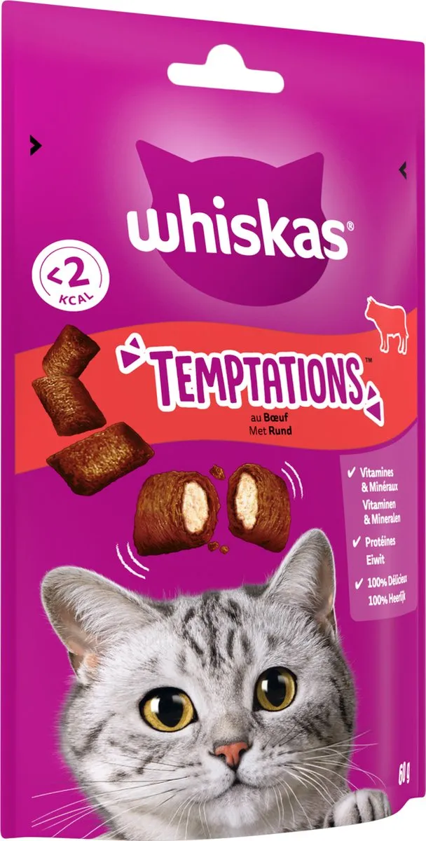 Whiskas Temptations Rund Snoepjes - 6x60g