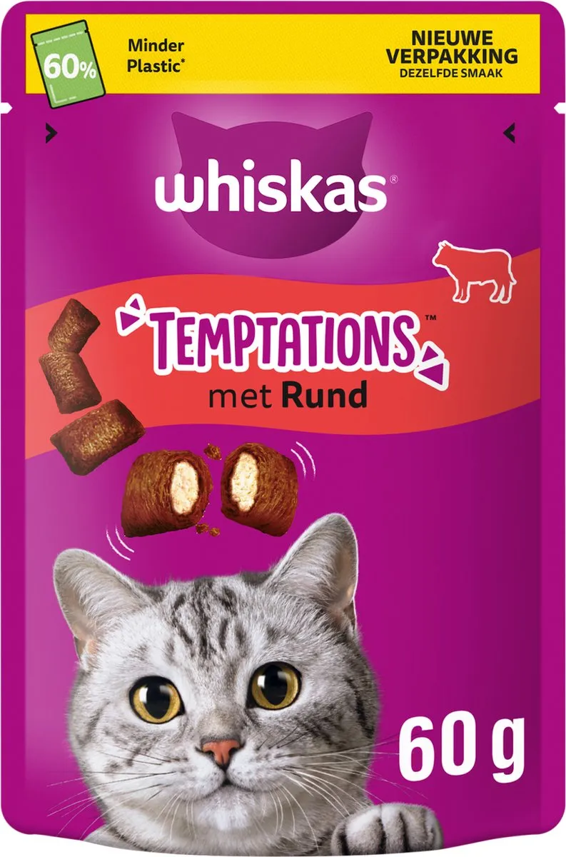 Whiskas Temptations Rund Snoepjes - 6x60g