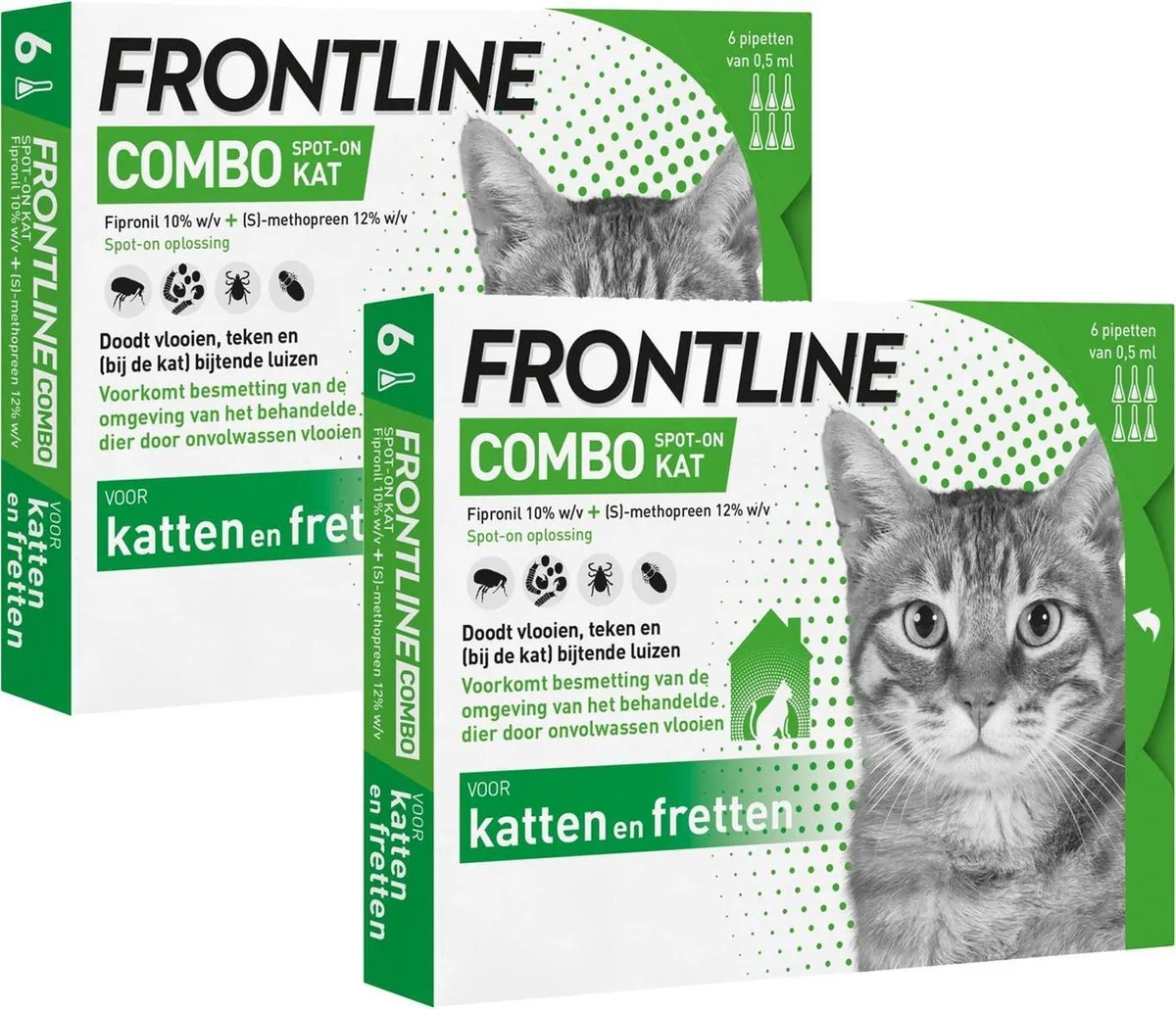 Frontline Combo Spot On Kat Anti-vlooienmiddel 2x6 Pipetten