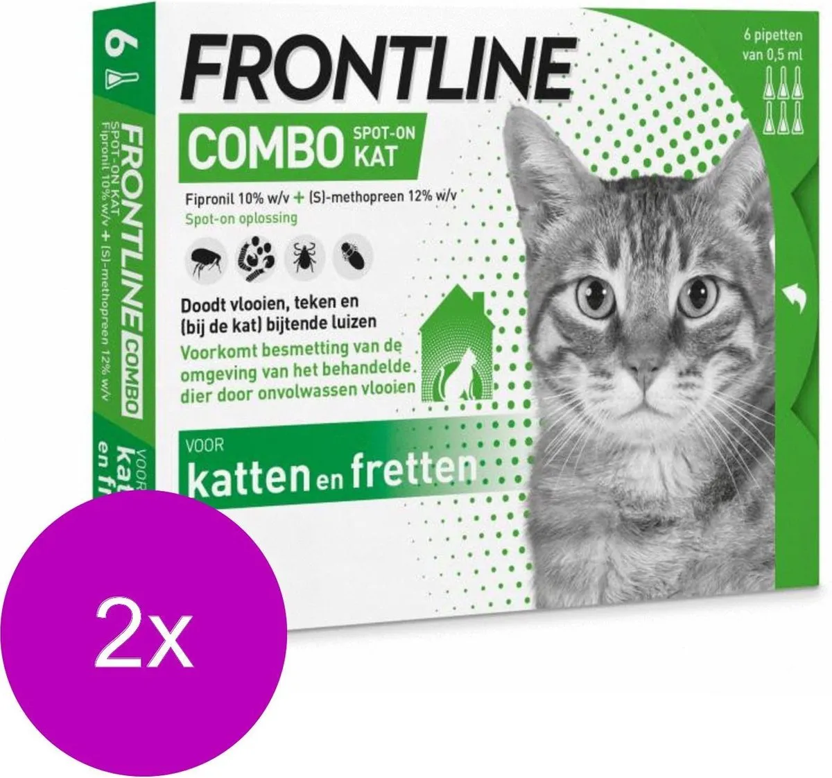Frontline Combo Spot On Kat Anti-vlooienmiddel 2x6 Pipetten