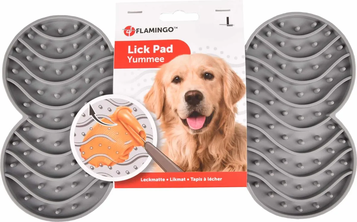 Flamingo Yummee Likmat Honden Silicone Been Grijs L