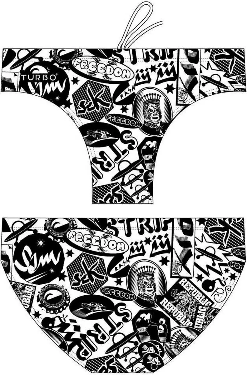 Turbo Stickers Zwemslip Wit,Zwart XL Man