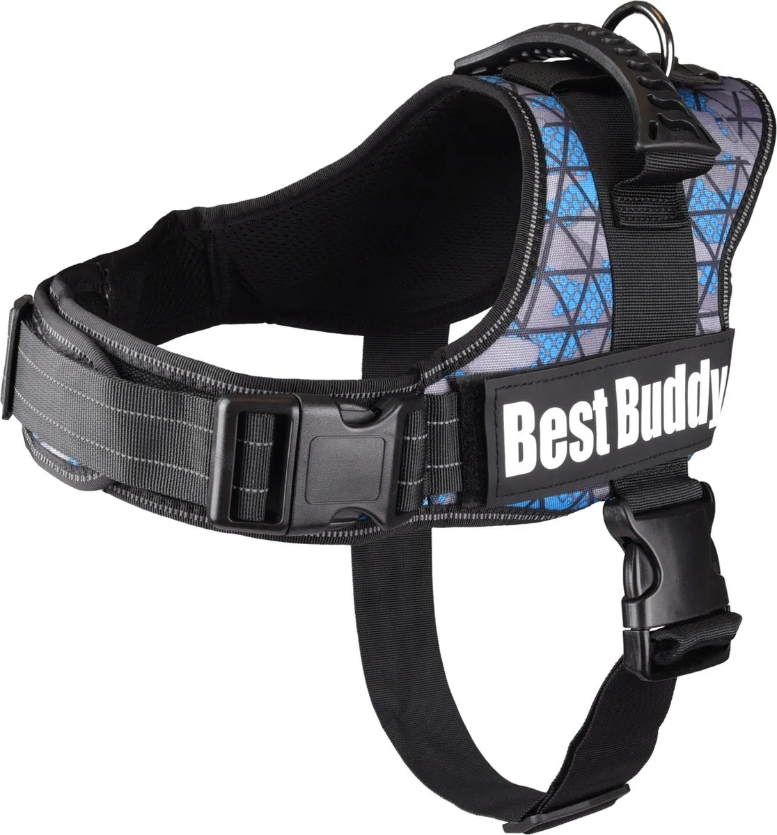 Flamingo Pluto Liberty Harnas Best Buddy Blauw Camouflage XXL 95-130cm