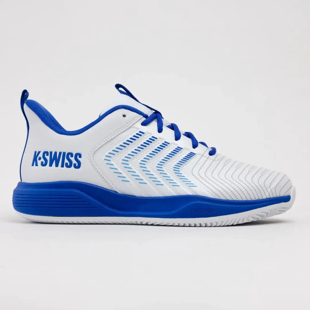 K-Swiss Ultrashot Light Clay Heren Tennisschoen Wit/Blauw Maat : 44.5