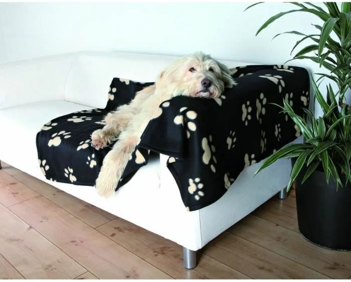 Trixie Barney Fleece Hondendeken XL - Zwart/Beige - afbeelding 6 van 6