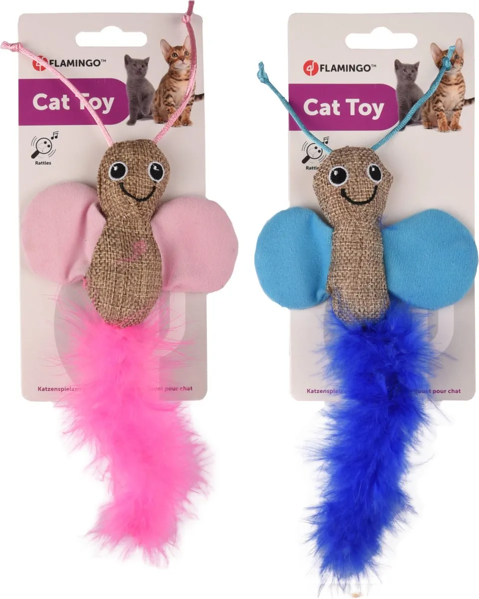 Flamingo Afra Speelgoed Kat 27cm - Vlinder - Meerdere kleuren